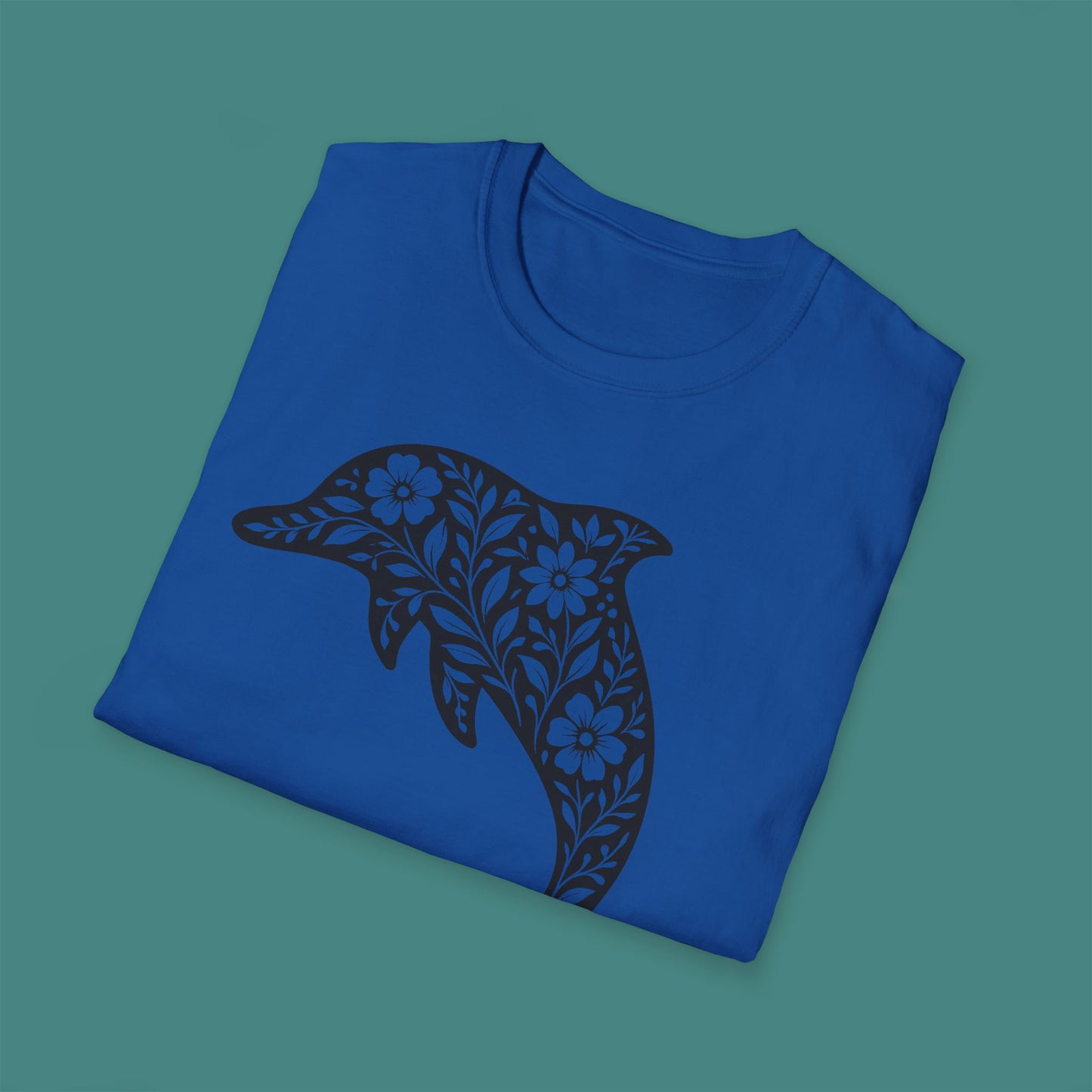 Floral Dolphin Silhouette Unisex T-Shirt
