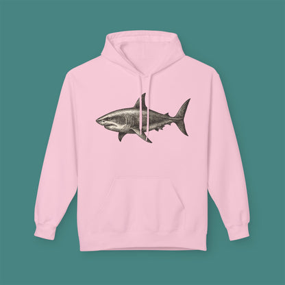 Vintage Etching Shark Fleece Unisex Hoodie