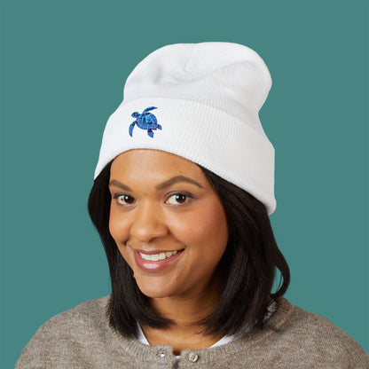 Geometric Polygon Turtle Embroidered Beanie