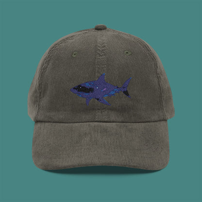 Cosmic Galaxy Shark Corduroy Embroidered Cap
