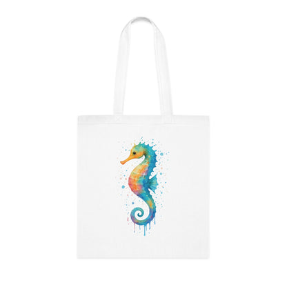 Watercolor Splash Seahorse Tote Bag