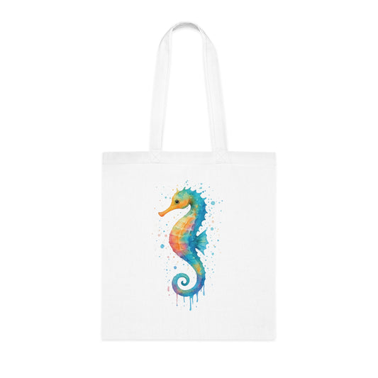 Watercolor Splash Seahorse Tote Bag