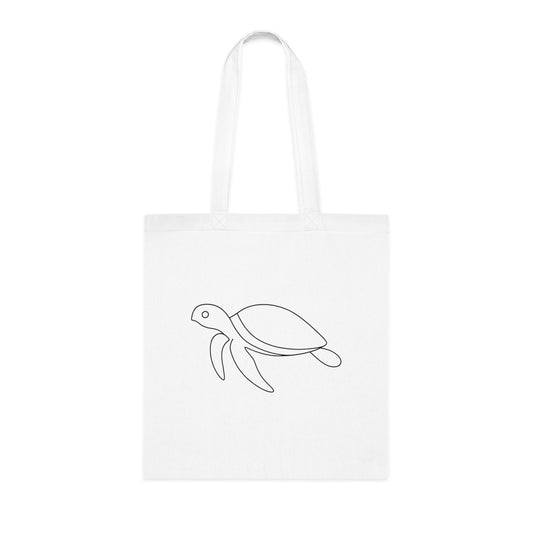 Minimalist Line Art Turtle Tote Bag