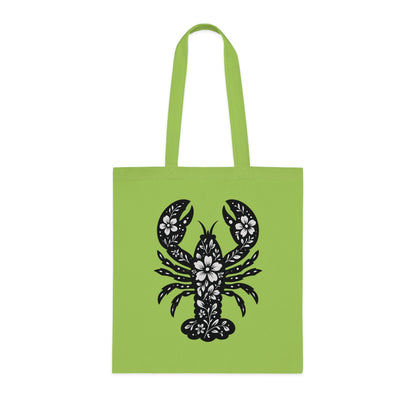 Floral Lobster Silhouette Tote Bag