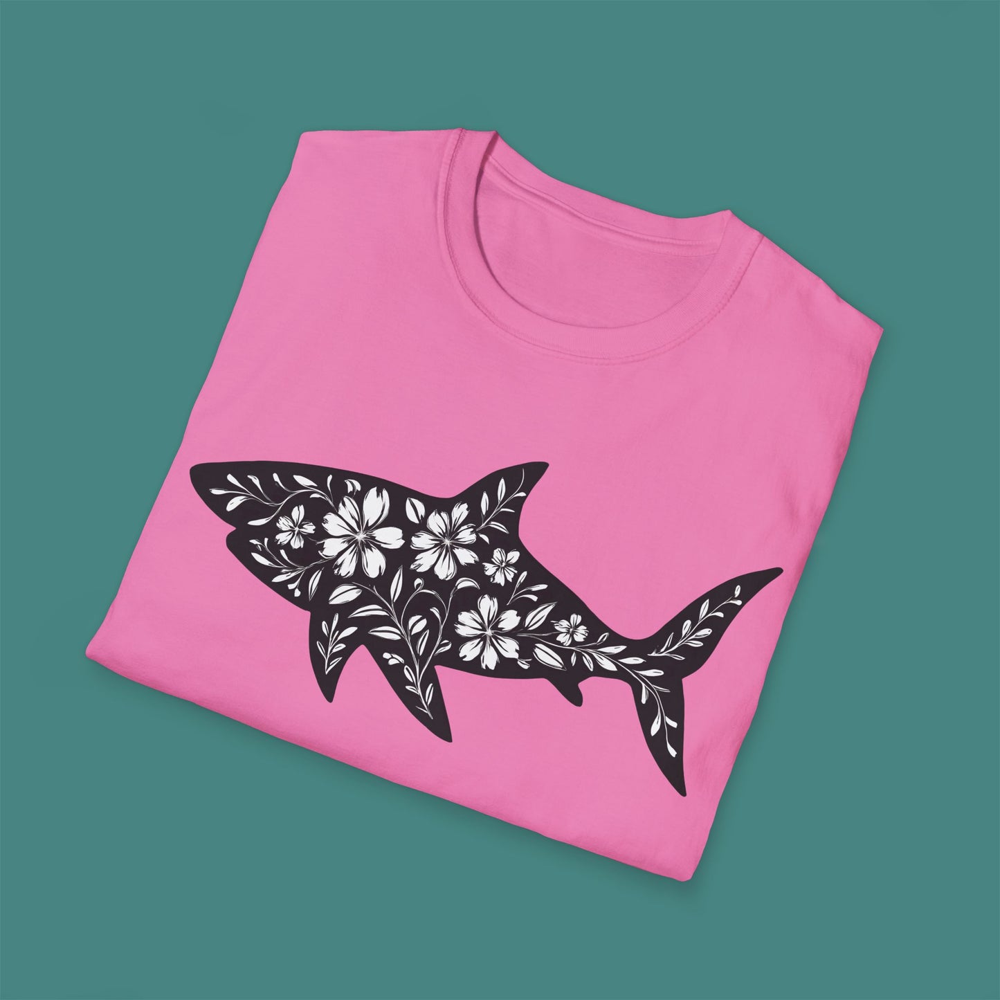 Floral Shark Silhouette Unisex T-Shirt
