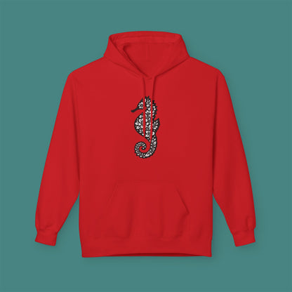 Floral Seahorse Silhouette Fleece Unisex Hoodie