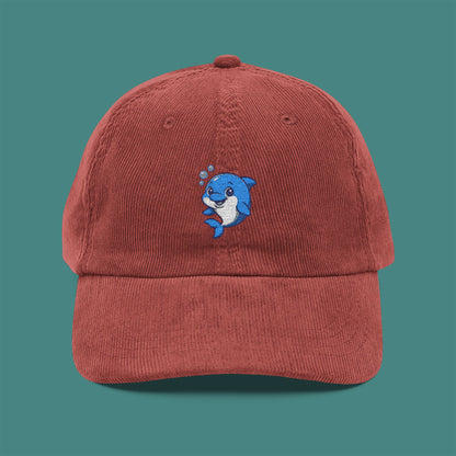 Cartoon Cute Dolphin Corduroy Embroidered Cap