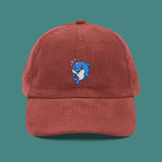 Cartoon Cute Dolphin Corduroy Embroidered Cap