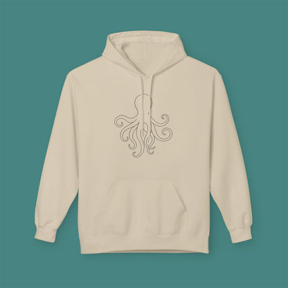 Minimalist Line Art Octopus Fleece Unisex Hoodie