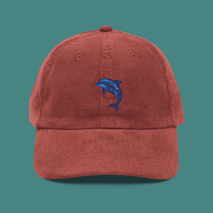 Cosmic Galaxy Dolphin Corduroy Embroidered Cap