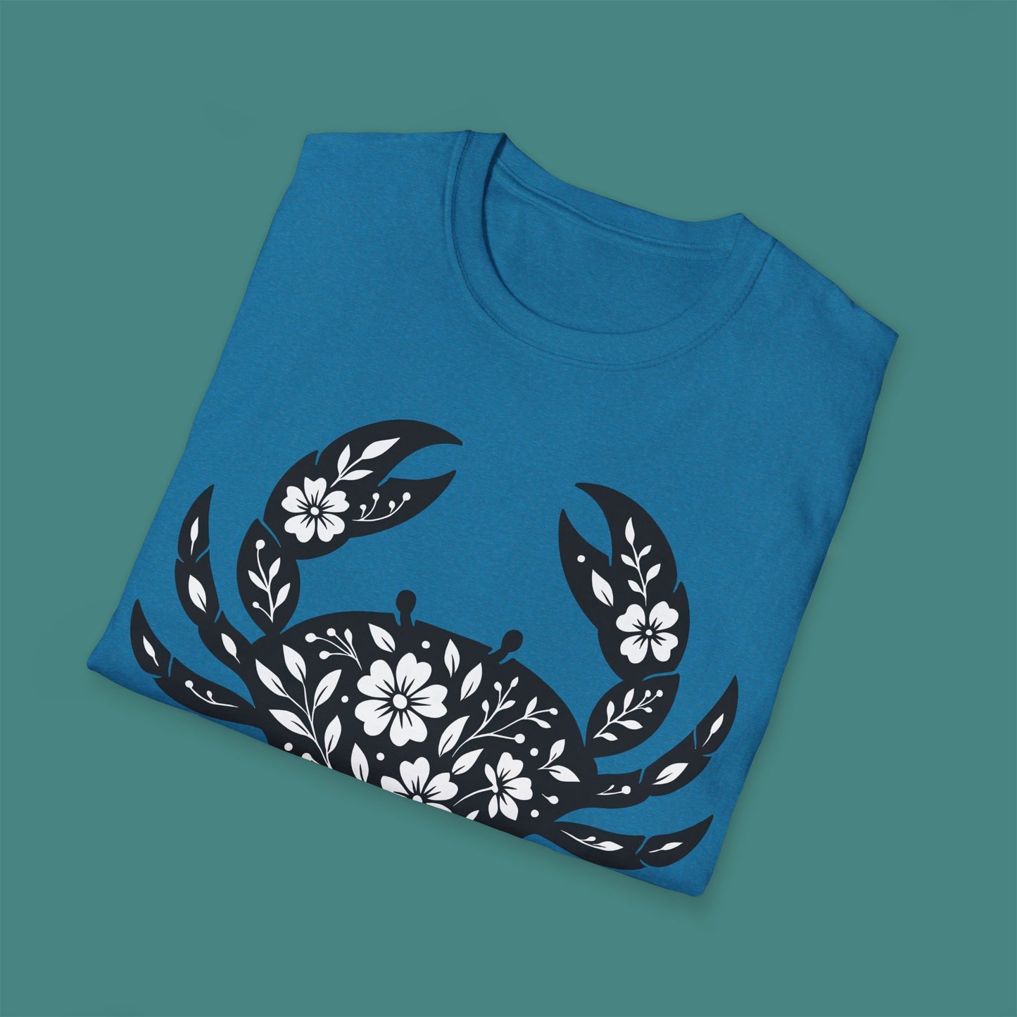 Floral Crab Silhouette Unisex T-Shirt