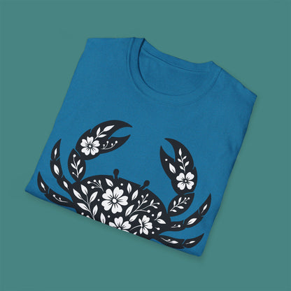 Floral Crab Silhouette Unisex T-Shirt