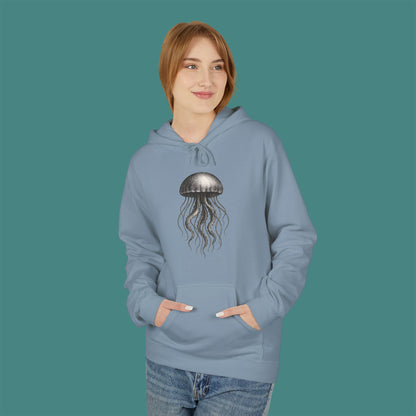 Vintage Etching Jellyfish Fleece Unisex Hoodie