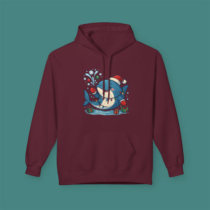 Christmas Whale Fleece Unisex Hoodie