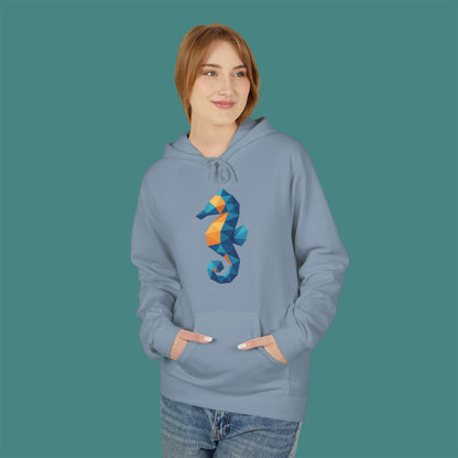 Geometric Polygon Seahorse Fleece Unisex Hoodie