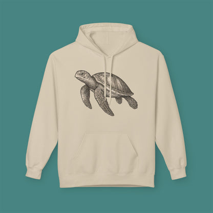 Vintage Etching Turtle Fleece Unisex Hoodie