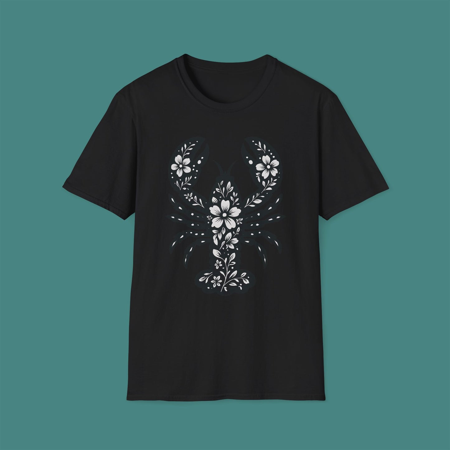 Floral Lobster Silhouette Unisex T-Shirt