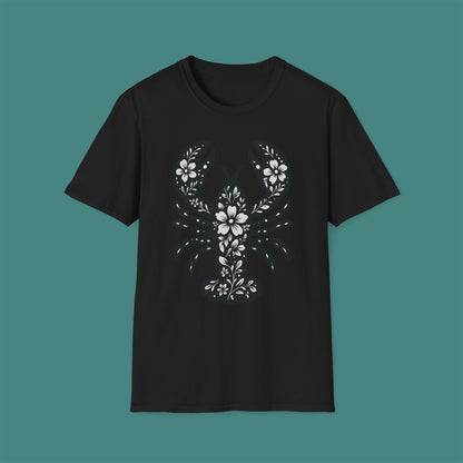 Floral Lobster Silhouette Unisex T-Shirt