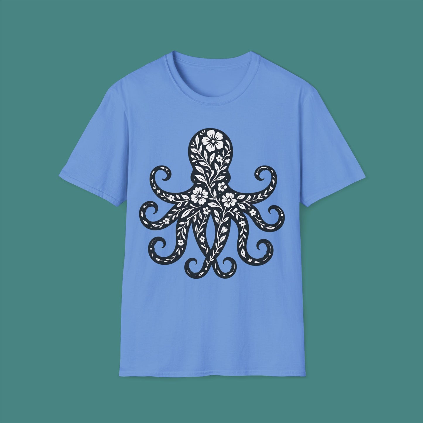 Floral Octopus Silhouette Unisex T-Shirt