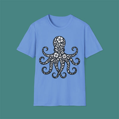 Floral Octopus Silhouette Unisex T-Shirt