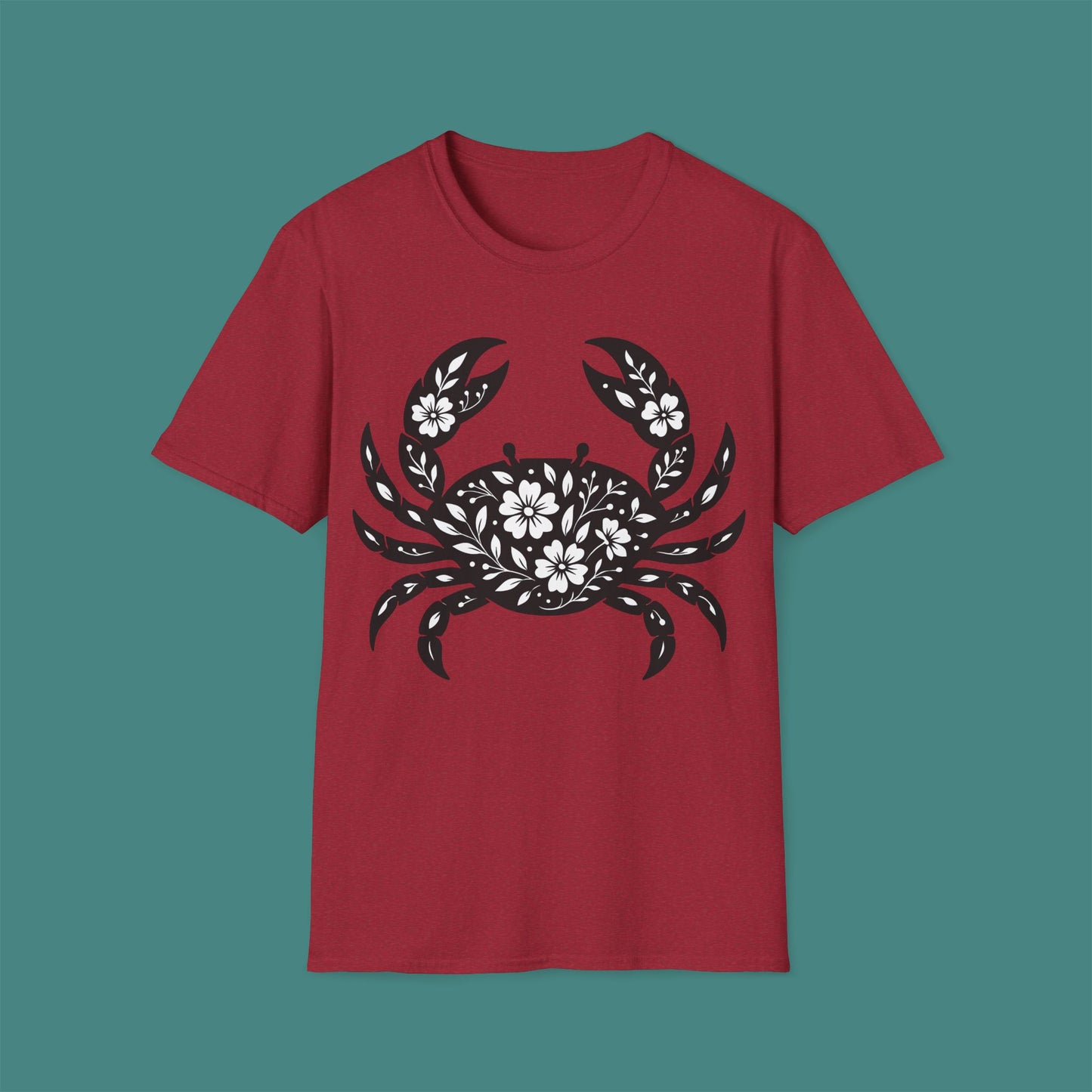 Floral Crab Silhouette Unisex T-Shirt