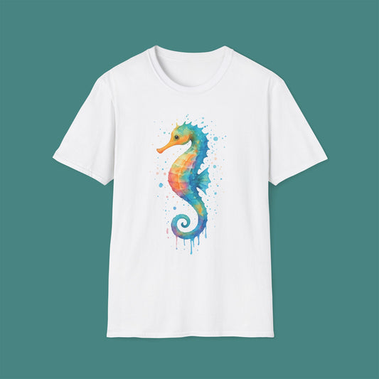 Watercolor Splash Seahorse Unisex T-Shirt