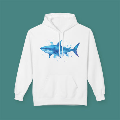 Watercolor Splash Shark Fleece Unisex Hoodie