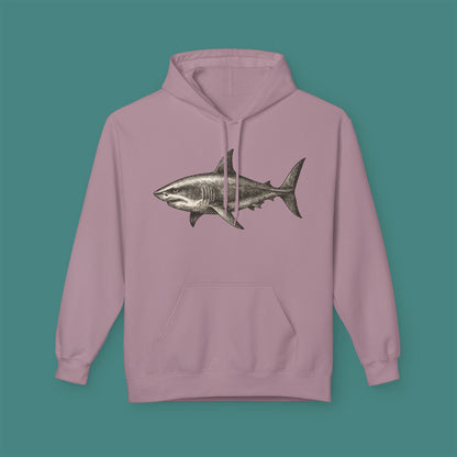 Vintage Etching Shark Fleece Unisex Hoodie