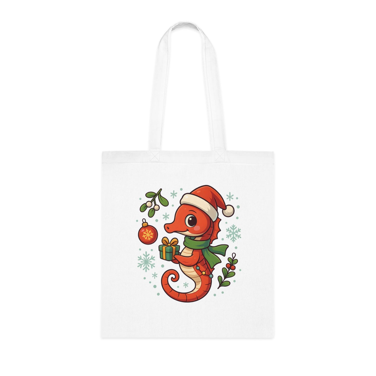 Christmas Seahorse Tote Bag