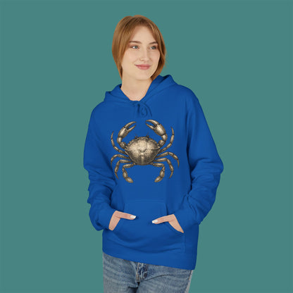 Vintage Etching Crab Fleece Unisex Hoodie