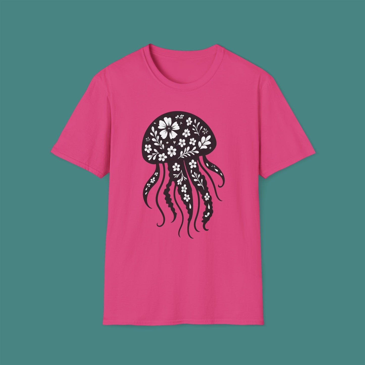 Floral Jellyfish Silhouette Unisex T-Shirt