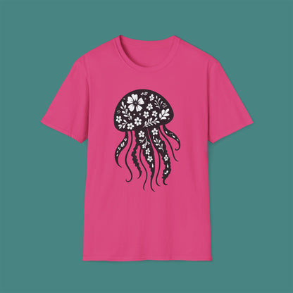 Floral Jellyfish Silhouette Unisex T-Shirt