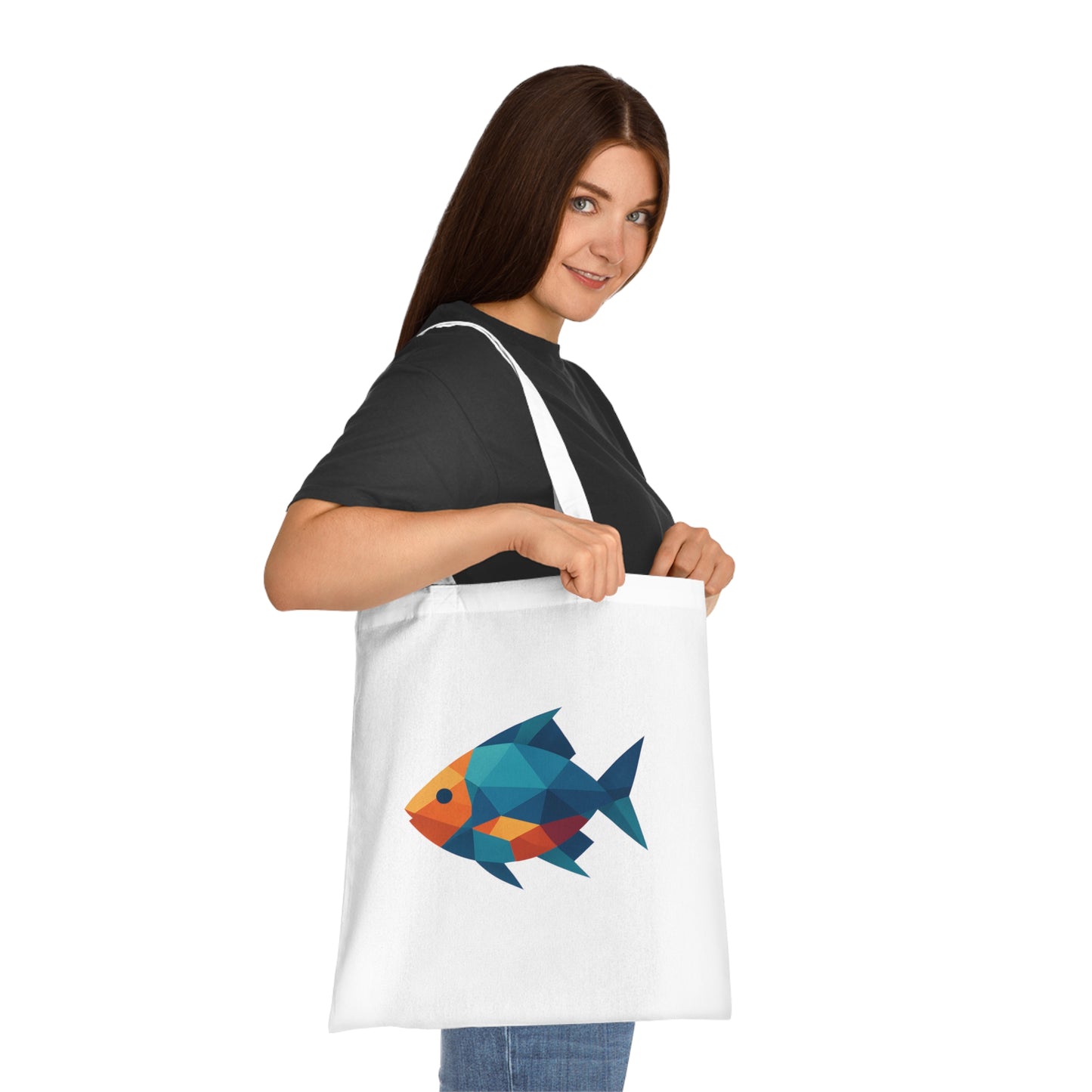 Geometric Polygon Fish Tote Bag
