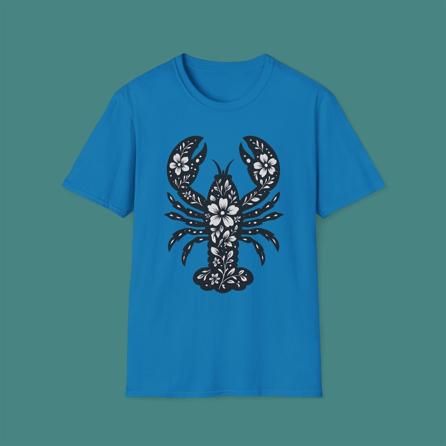 Floral Lobster Silhouette Unisex T-Shirt