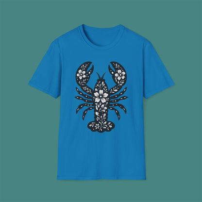 Floral Lobster Silhouette Unisex T-Shirt