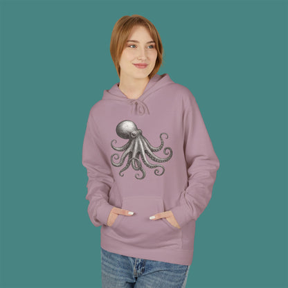Vintage Etching Octopus Fleece Unisex Hoodie