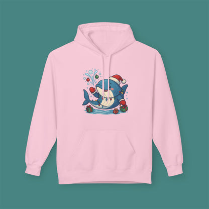 Christmas Whale Fleece Unisex Hoodie