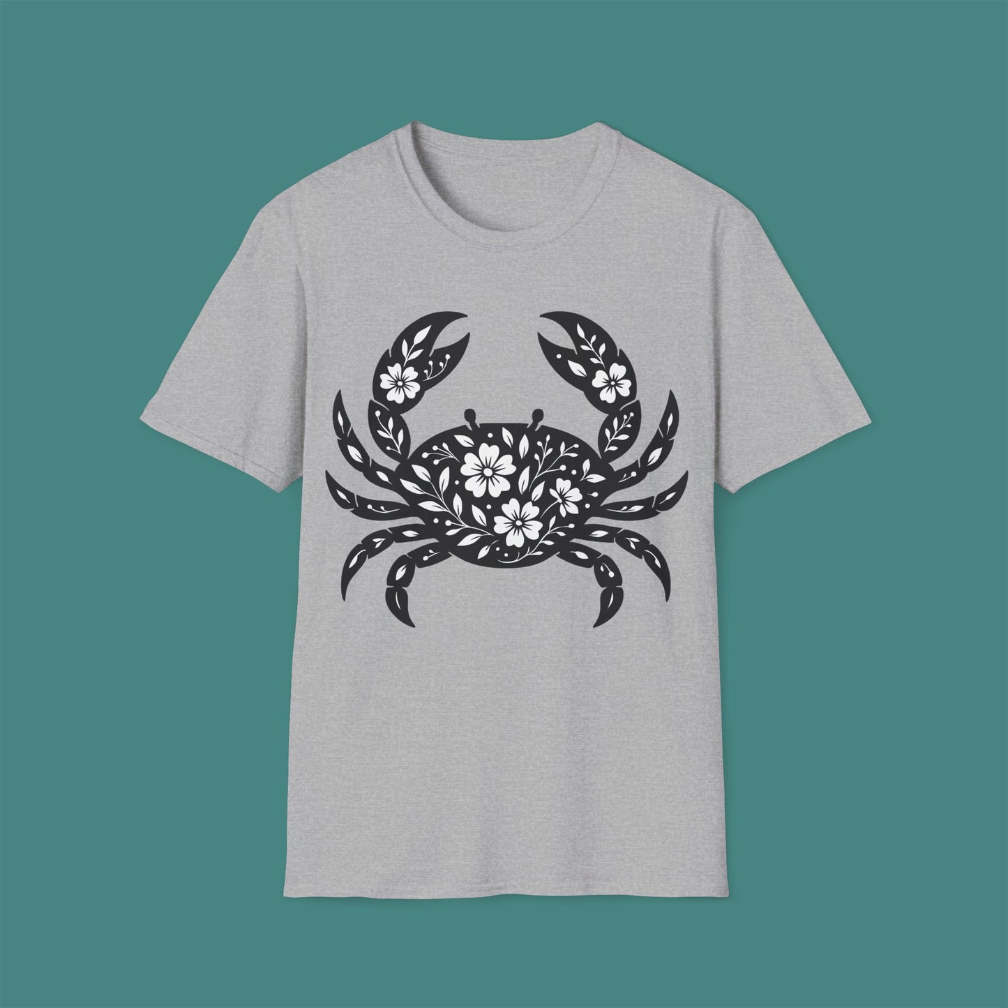 Floral Crab Silhouette Unisex T-Shirt