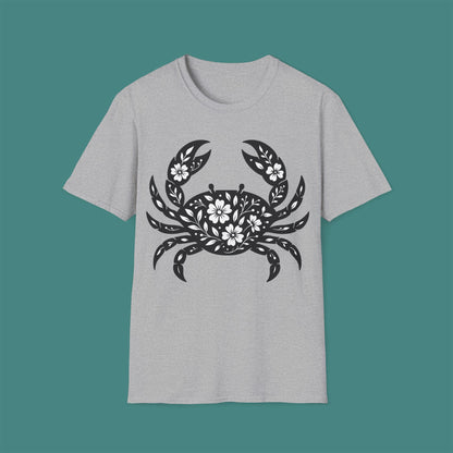 Floral Crab Silhouette Unisex T-Shirt