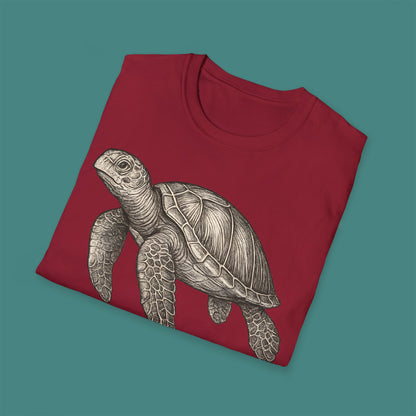 Vintage Etching Turtle Unisex T-Shirt