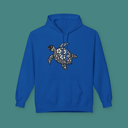 Floral Turtle Silhouette Fleece Unisex Hoodie