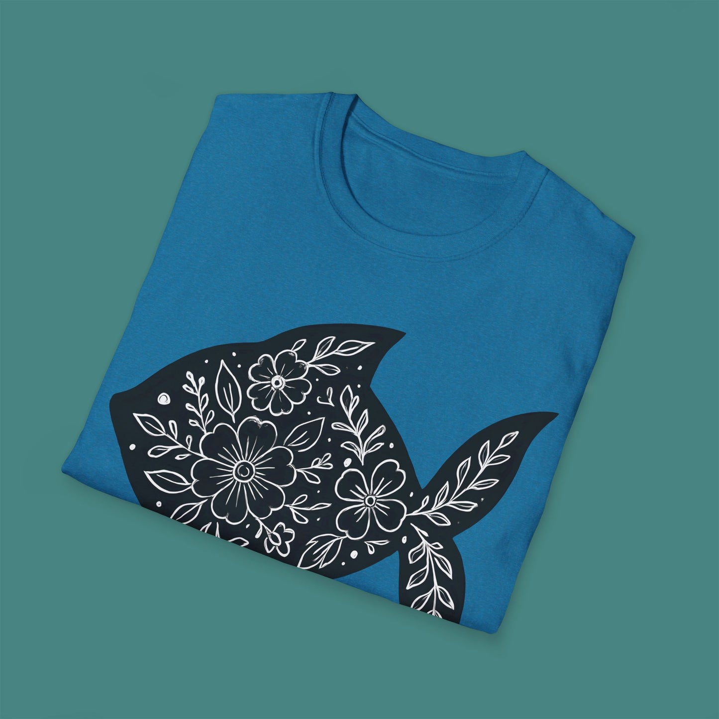 Floral Fish Silhouette Unisex T-Shirt