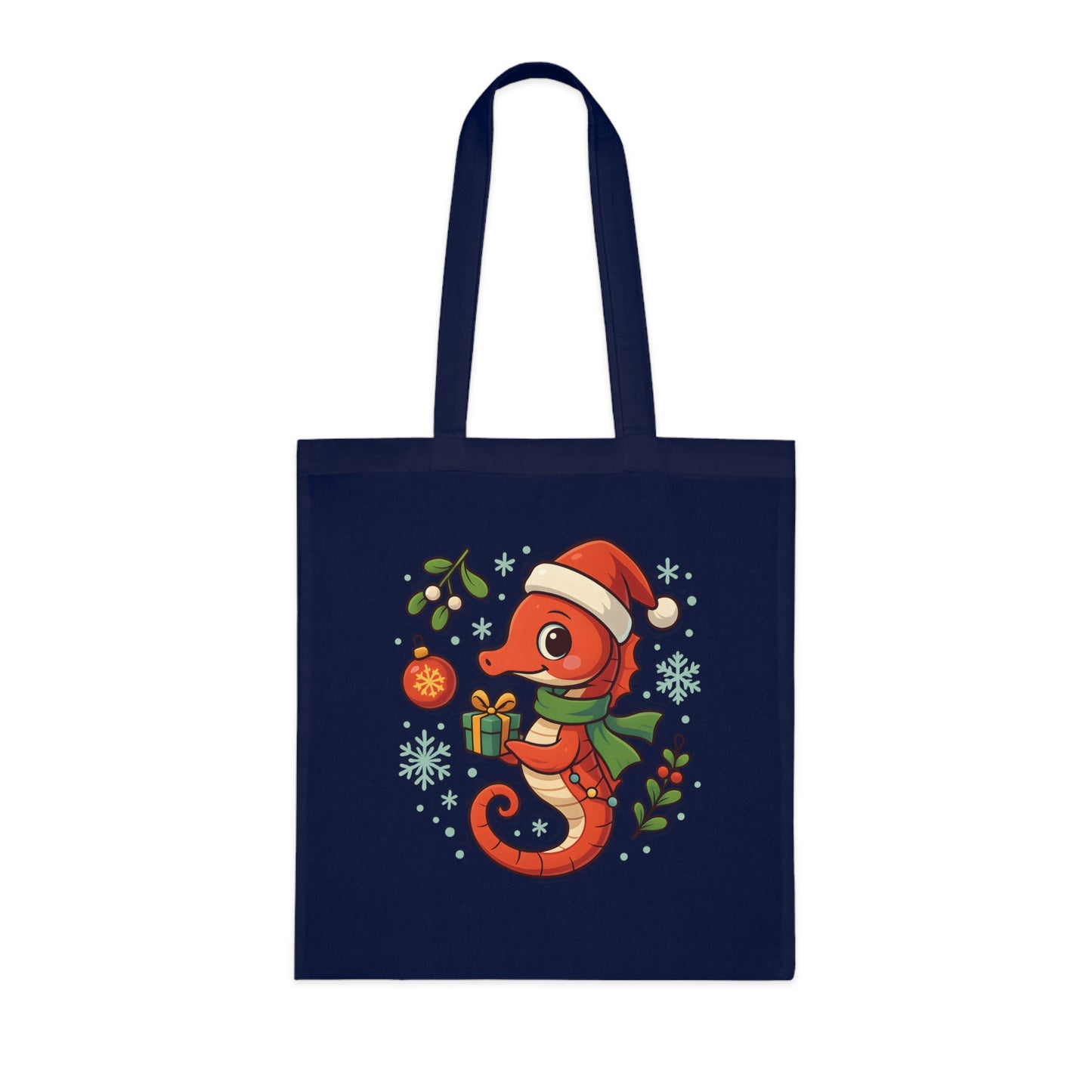 Christmas Seahorse Tote Bag