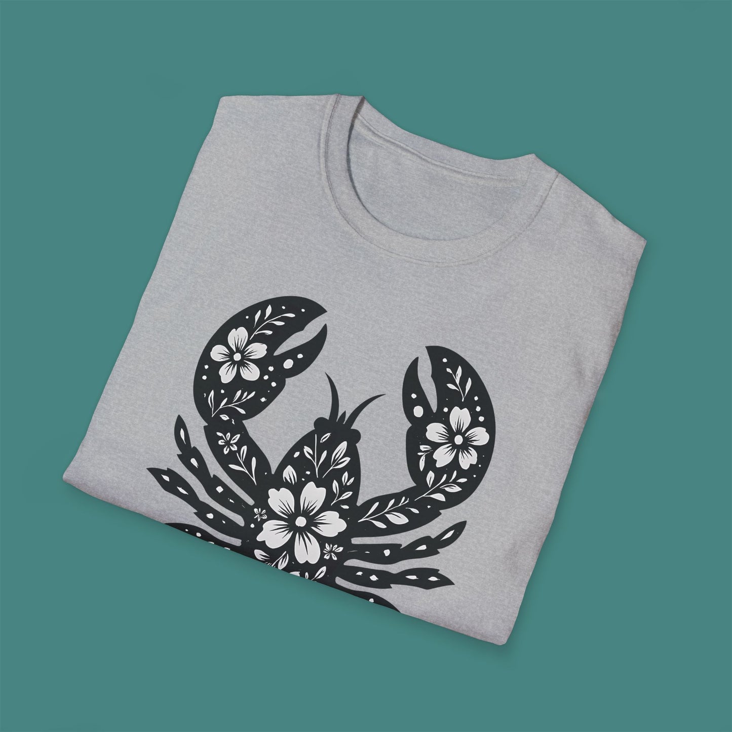 Floral Lobster Silhouette Unisex T-Shirt