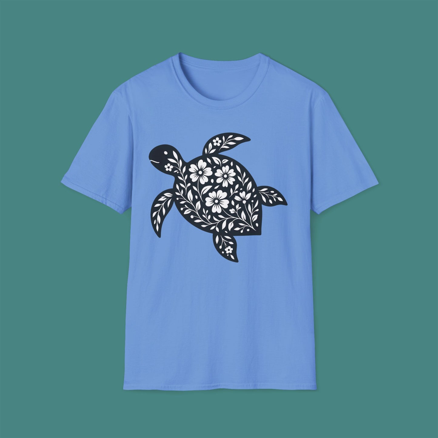 Floral Turtle Silhouette Unisex T-Shirt