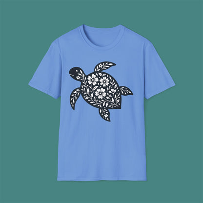 Floral Turtle Silhouette Unisex T-Shirt