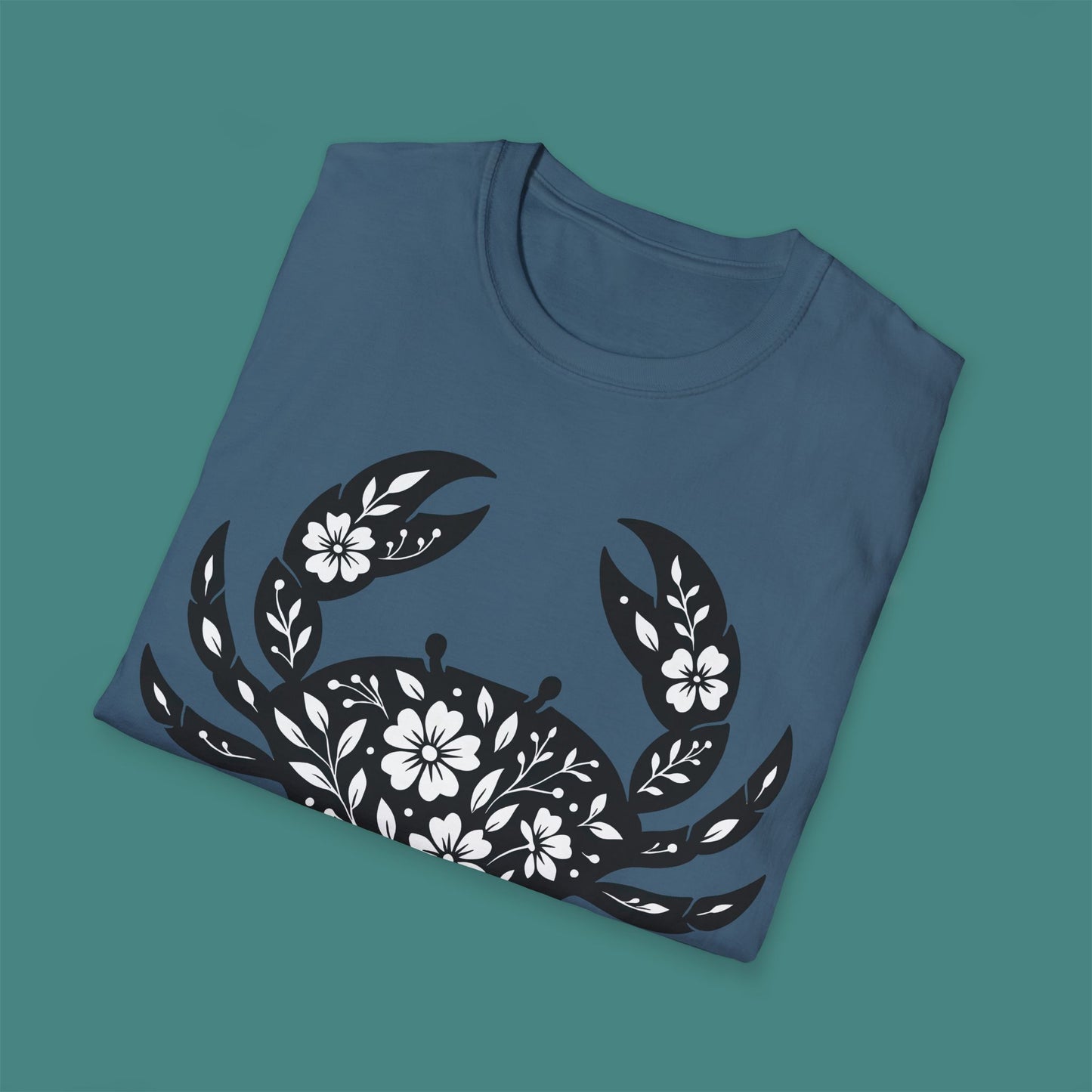 Floral Crab Silhouette Unisex T-Shirt