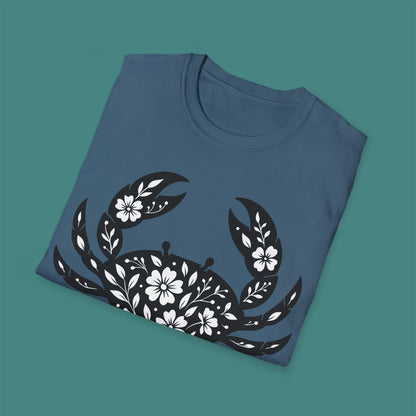 Floral Crab Silhouette Unisex T-Shirt