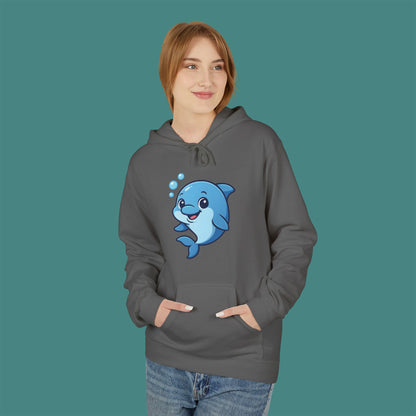 Cartoon Cute Dolphin Fleece Unisex Hoodie