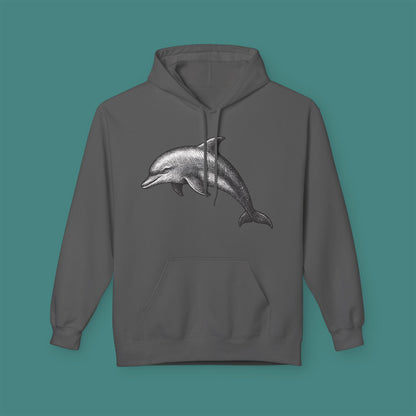 Vintage Etching Dolphin Fleece Unisex Hoodie